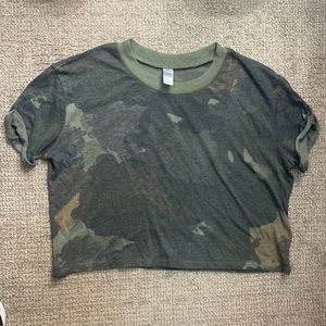 Dark Green Camo Crop Top